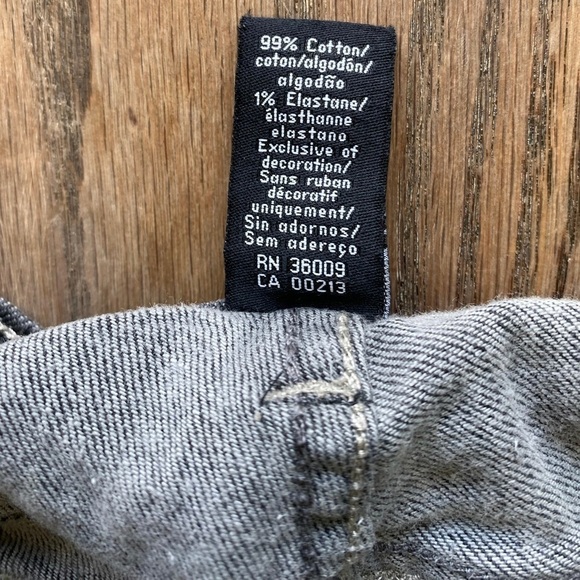 Calvin Klein Distressed Antique Black Boot Cut Stretch Jeans White Stitch Sz 16W - Picture 10 of 11